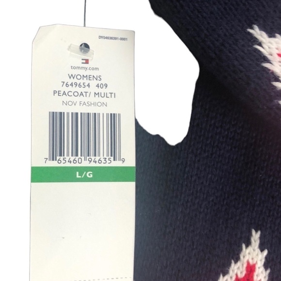 Tommy Hilfiger Navy Red Zigzag Cardigan Sweater L Button Up SOFT Argyle Fall - Picture 6 of 6